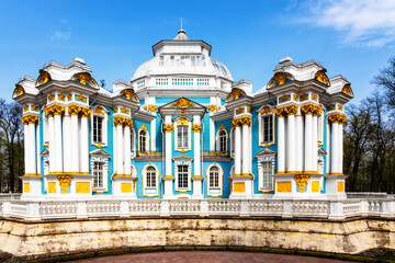 ST. PETERSBURG, RUSSIA - APRIL30, 2019: Hermitage Pavilion in Royal Catherine park. Pushkin...