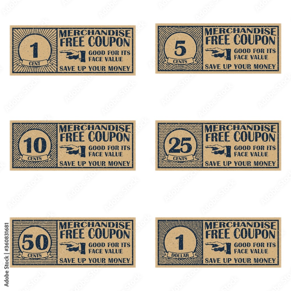 Wall mural Collection of vintage coupons. Old tickets.