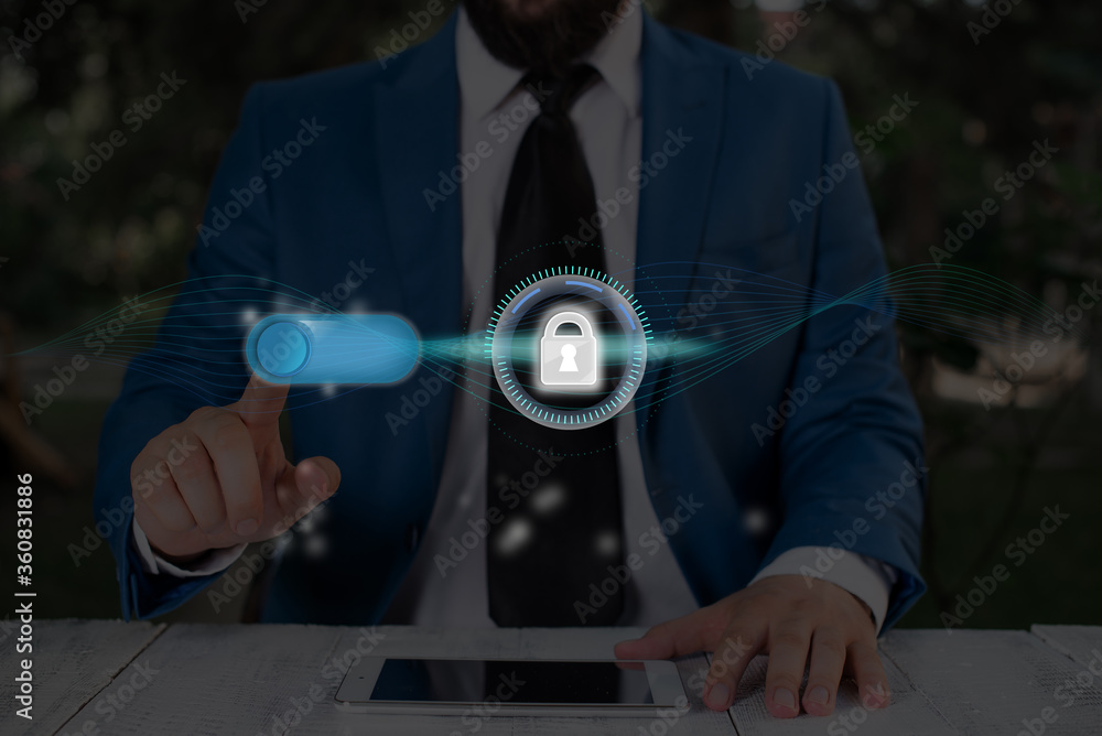 Poster graphics padlock for web data information security application system