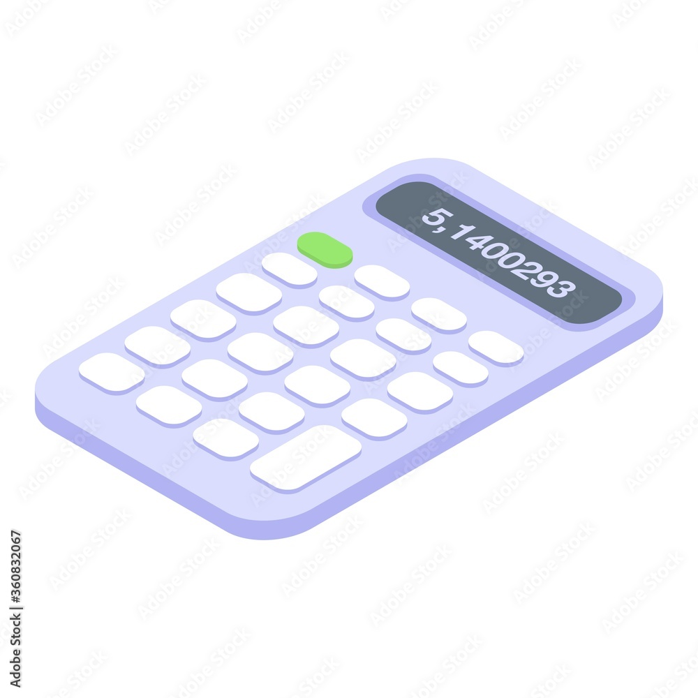 Poster money calculator icon. isometric of money calculator vector icon for web design isolated on white ba
