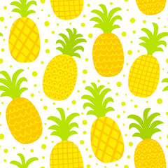 Seamless vector pattern with juicy pineapples.