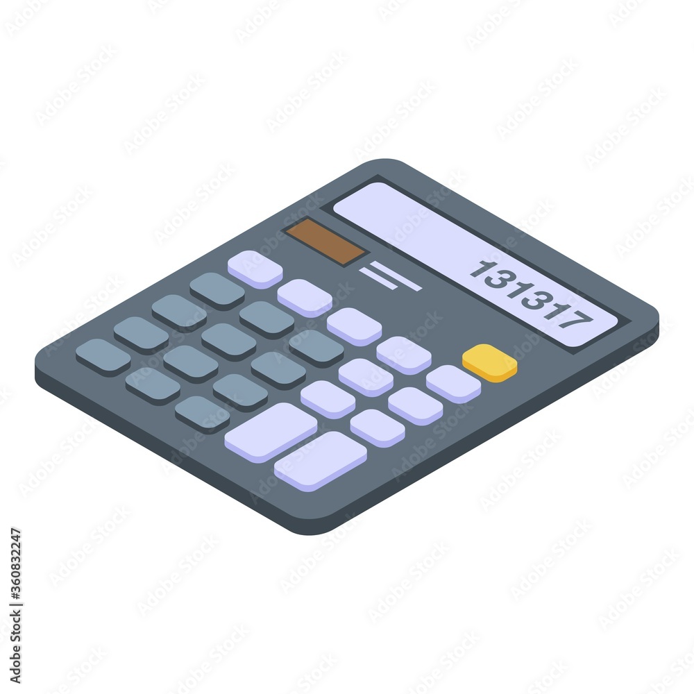 Poster business calculator icon. isometric of business calculator vector icon for web design isolated on wh