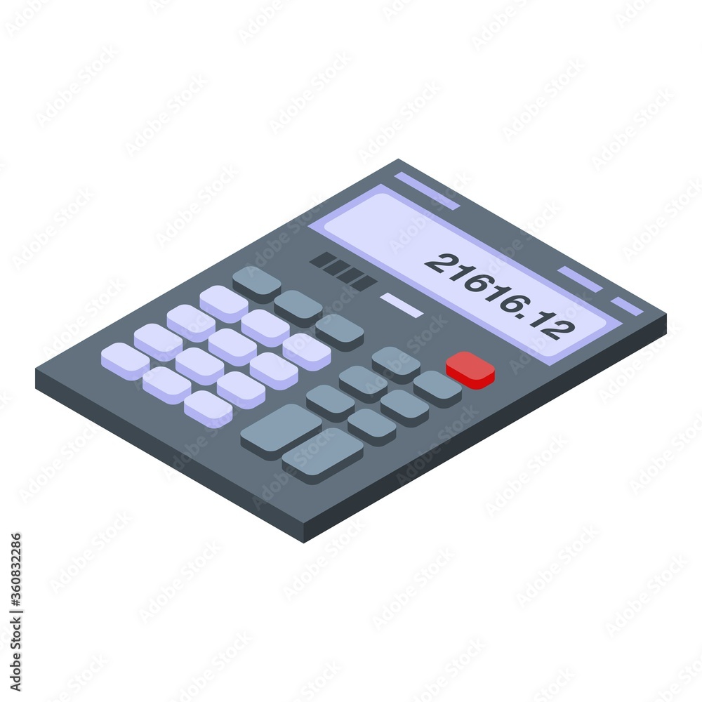 Poster math calculator icon. isometric of math calculator vector icon for web design isolated on white back