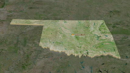 Oklahoma, United States - extruded with capital. Satellite