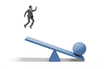 Career progression concept with businessman and seesaw