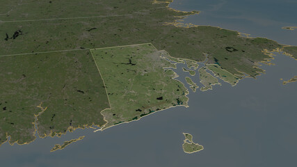 Rhode Island, United States - outlined. Satellite