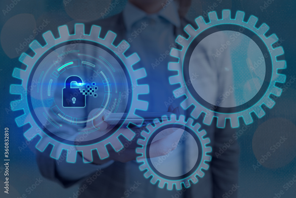 Poster graphics padlock for web data information security application system