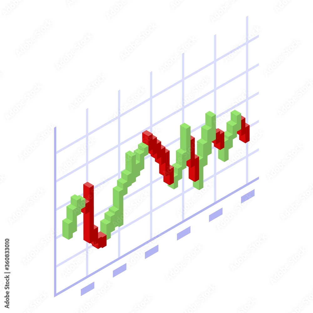 Poster trader red green graph icon. isometric of trader red green graph vector icon for web design isolated