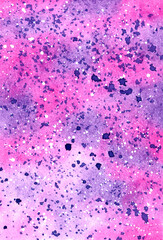 Abstract watercolor background. Pink, purple and white colors. Color splashes on paper. Watercolor wet texture. Abstract art hand paint. Original artwork. Creative wallpaper. 