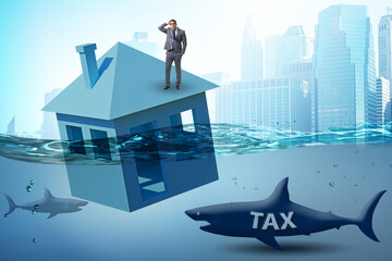 Mortgage repayment failure concept with man