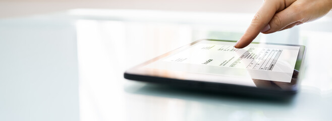 Female Finance Advisor Using Electronic Invoice Software