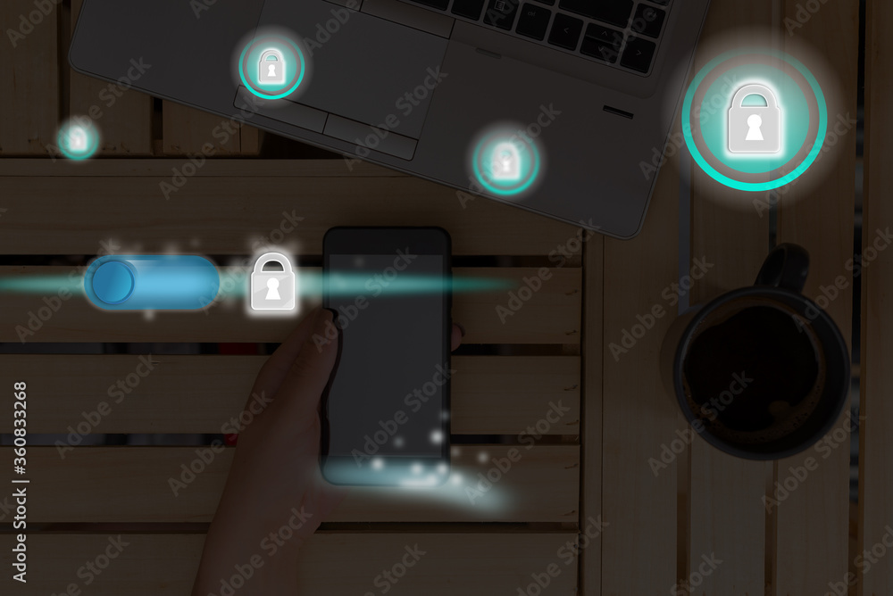 Poster graphics padlock for web data information security application system
