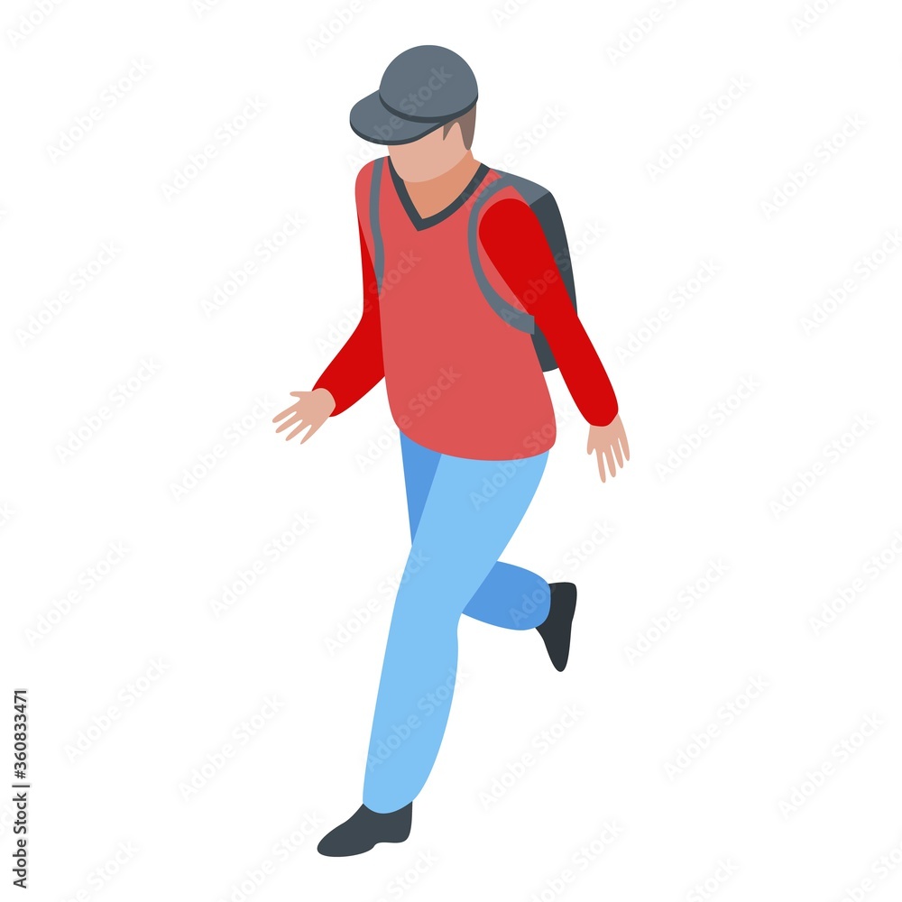 Poster running immigrant icon. isometric of running immigrant vector icon for web design isolated on white 