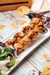 Delicious grilled turkey skewers shashlyq