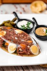 Traditional russian dish holodets jellied meat 