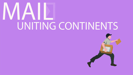 The postman carries letters, parcels. Illustration with the inscription mail.