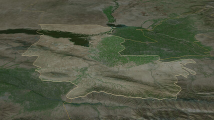 Jizzakh, Uzbekistan - outlined. Satellite