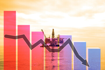 Oil industry decline concept with chart