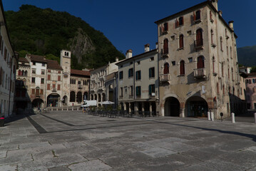 Fototapeta na wymiar Italy, Vittorio Veneto, view of the Flaminio square in the Serravalle neighboord