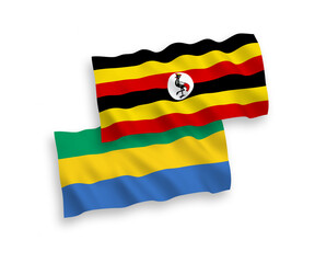 Flags of Gabon and Uganda on a white background