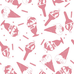 vector seamless texture with the image of ice cream