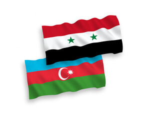 Flags of Azerbaijan and Syria on a white background
