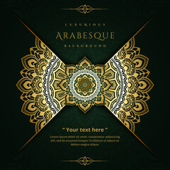 Luxurious arabesque background with gold mandala style art vector
