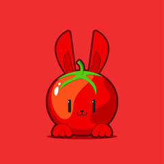 Tomato mascot character illustration with bunny ear