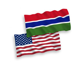 Flags of Republic of Gambia and America on a white background