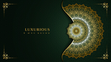 Luxurious arabesque background with gold mandala style art vector