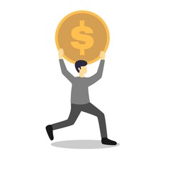 Vector illustration of a person who is raising money.