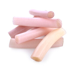 Lotus stem or Renkon (Nelumbo nucifera) isolated on white background, Plants growing in water Can be food or dessert.