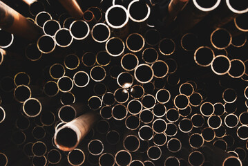 Metal pipe ends forming circular shapes