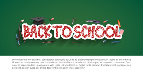 Obraz premium Back to School vector design with colorful education element. vector illustration for first day school celebration