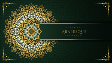 Luxurious arabesque background with gold mandala style art vector