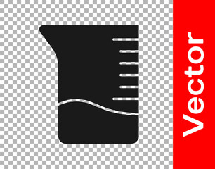 Black Measuring cup icon isolated on transparent background. Plastic graduated beaker with handle.  Vector Illustration
