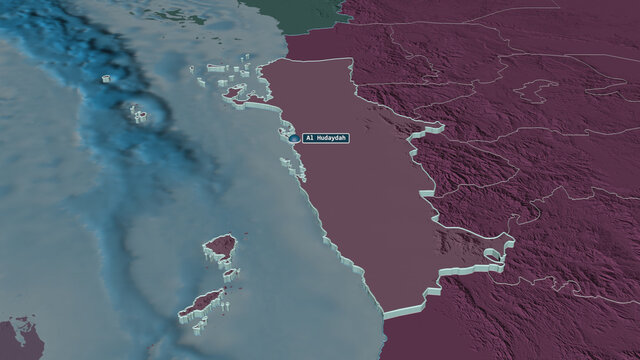Al Hudaydah, Yemen - extruded with capital. Administrative