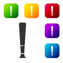Black Baseball bat icon isolated on white background. Sport equipment. Set icons in color square buttons. Vector Illustration