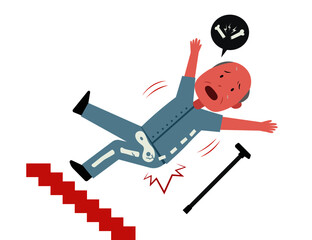 old man slip and falling accident cartoon