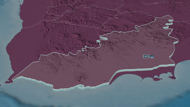 Lahij, Yemen - extruded with capital. Administrative