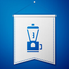 Blue Electric coffee grinder icon isolated on blue background. White pennant template. Vector Illustration