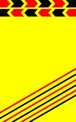 yellow vertical background with black and red arrows and lines