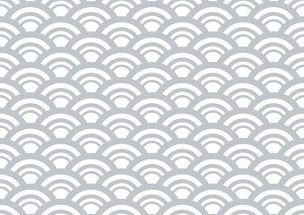 青海波の灰色系和柄パターン　線幅の変化する大きめの模様