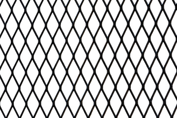 Close up wire mesh or grate metallic fence isolated on white background. (Clipping path)