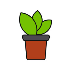 green plant pot design vector white background minimal