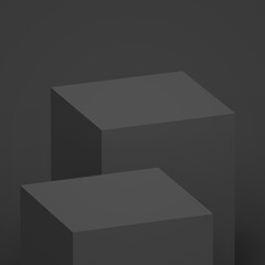 3d black gray cube and box podium ..minimal scene studio background. Abstract 3d geometric shape object illustration render. Display for online business product.