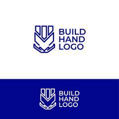 Hand and build logo design creative modern logotype vector template