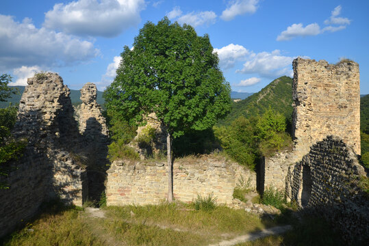Ruins of medieval Ujarma Fortress. Kakheti Region, Georgia, Caucasus.