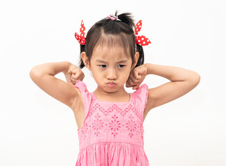 Unhappy little girl feeling sad bored kid emotion