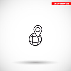 Globe map vector icon , lorem ipsum Flat design